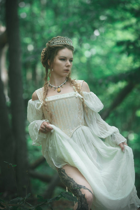 Renaissance Corset Dress for Women Calf Length Costume