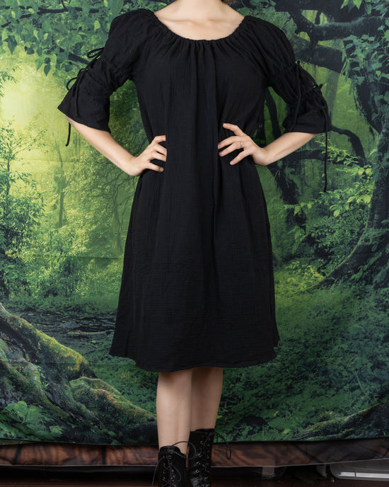 Black Cotton Puff Sleeve Chemise