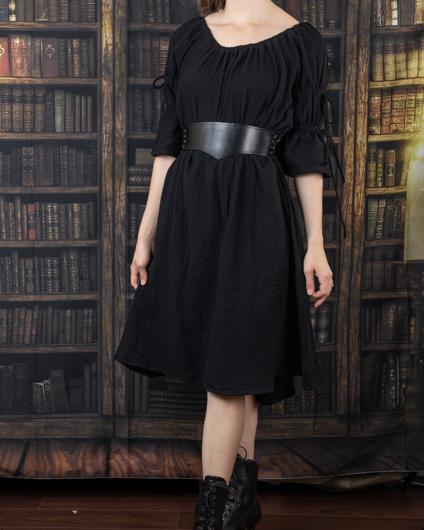 Black Cotton Puff Sleeve Chemise