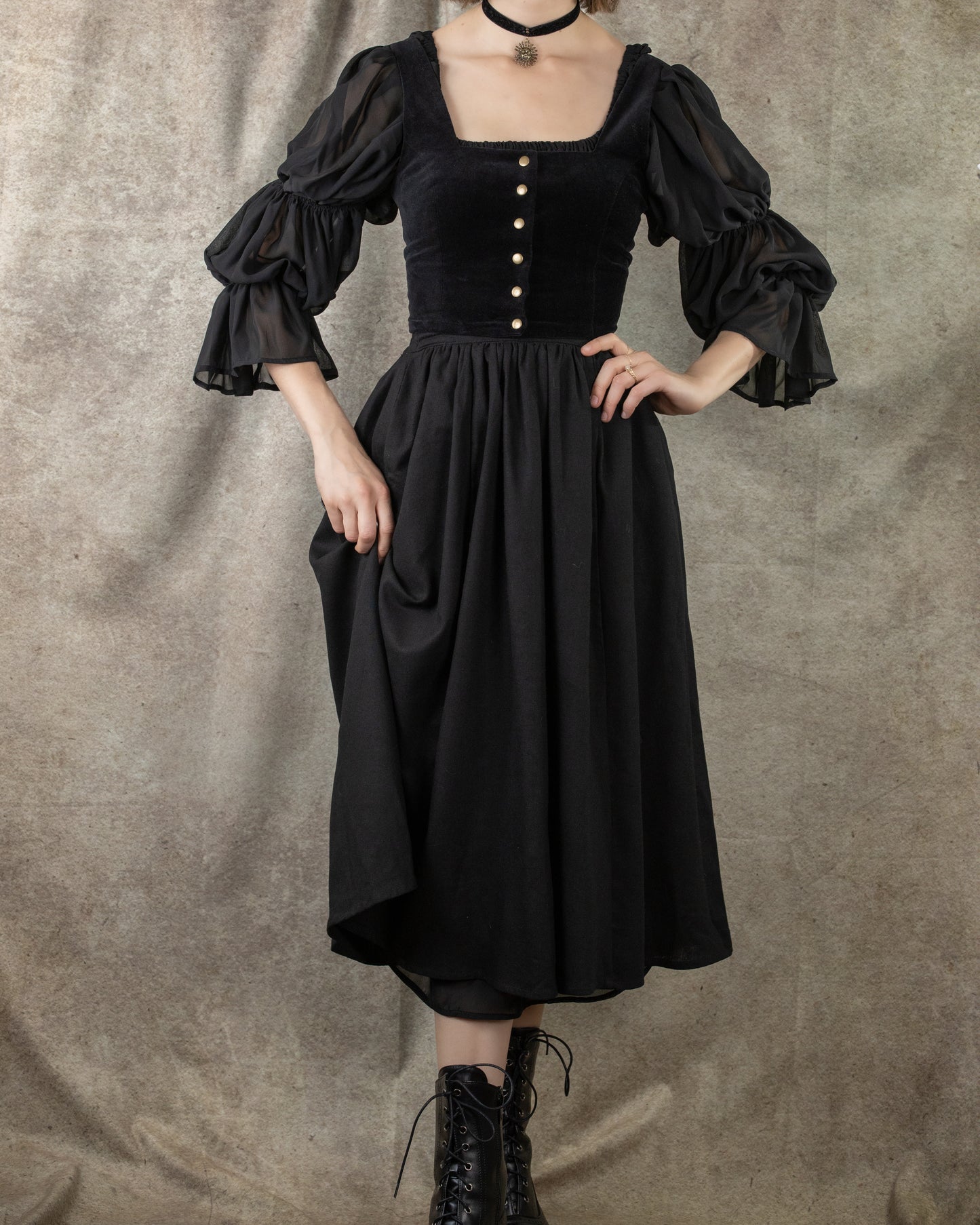 Black Velvet Dirndl Top