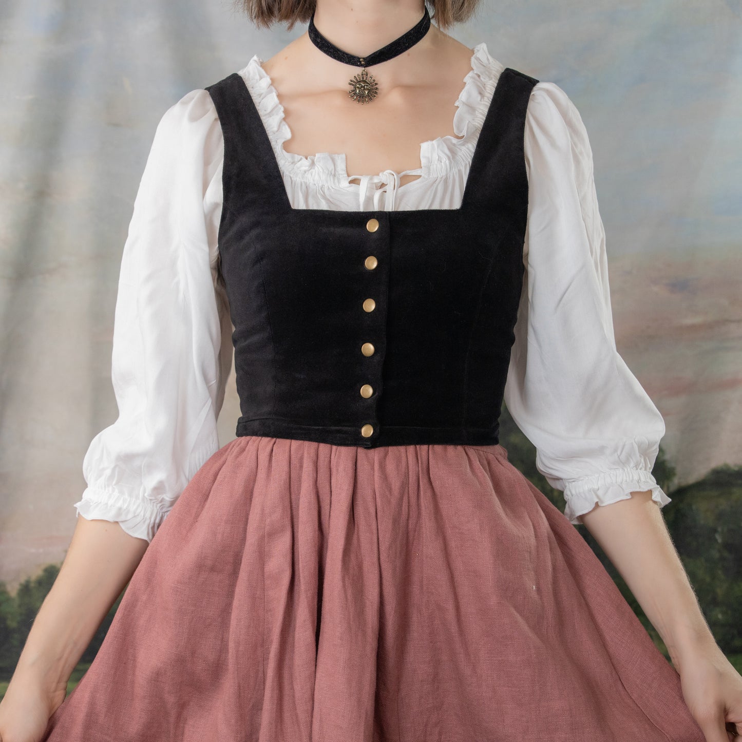 Black Velvet Dirndl Top