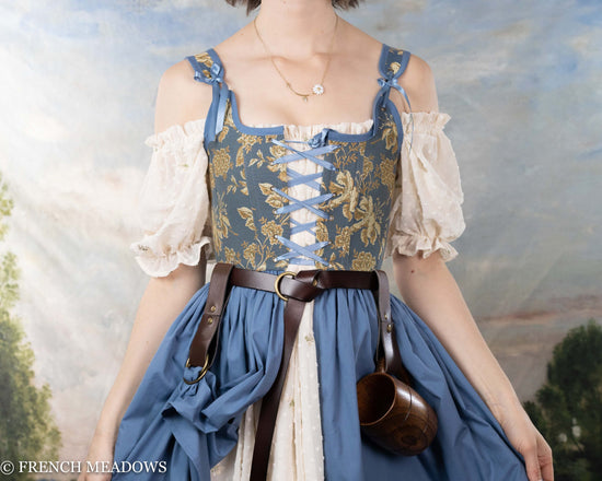 Blue and Yellow Floral Renaissance Corset Dress – French Meadows