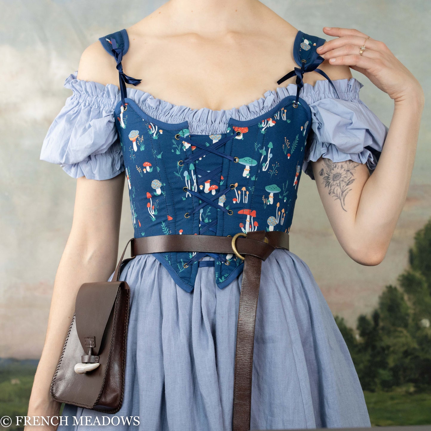 Vintage Style Blue Corset Dress/short Blue Linen Dress / Concept