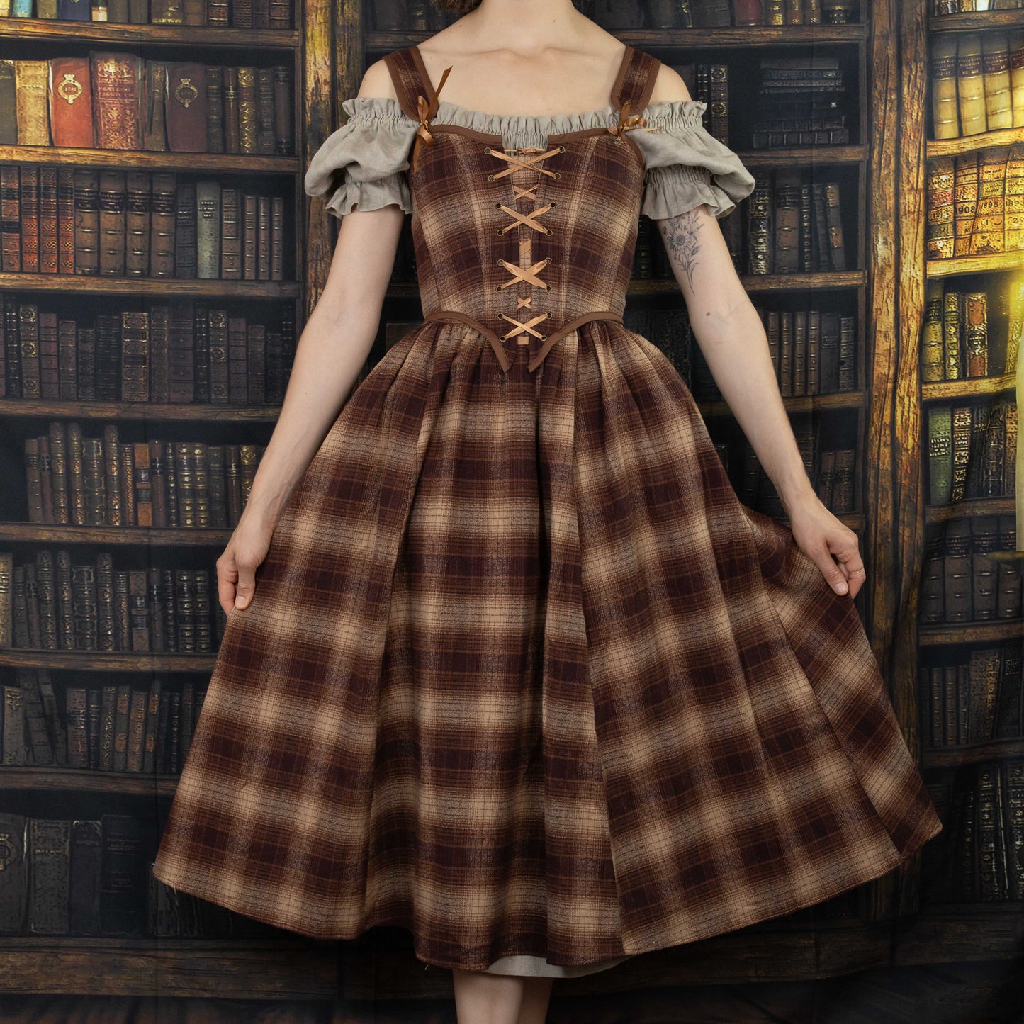 Dark Brown Plaid Renaissance Skirt