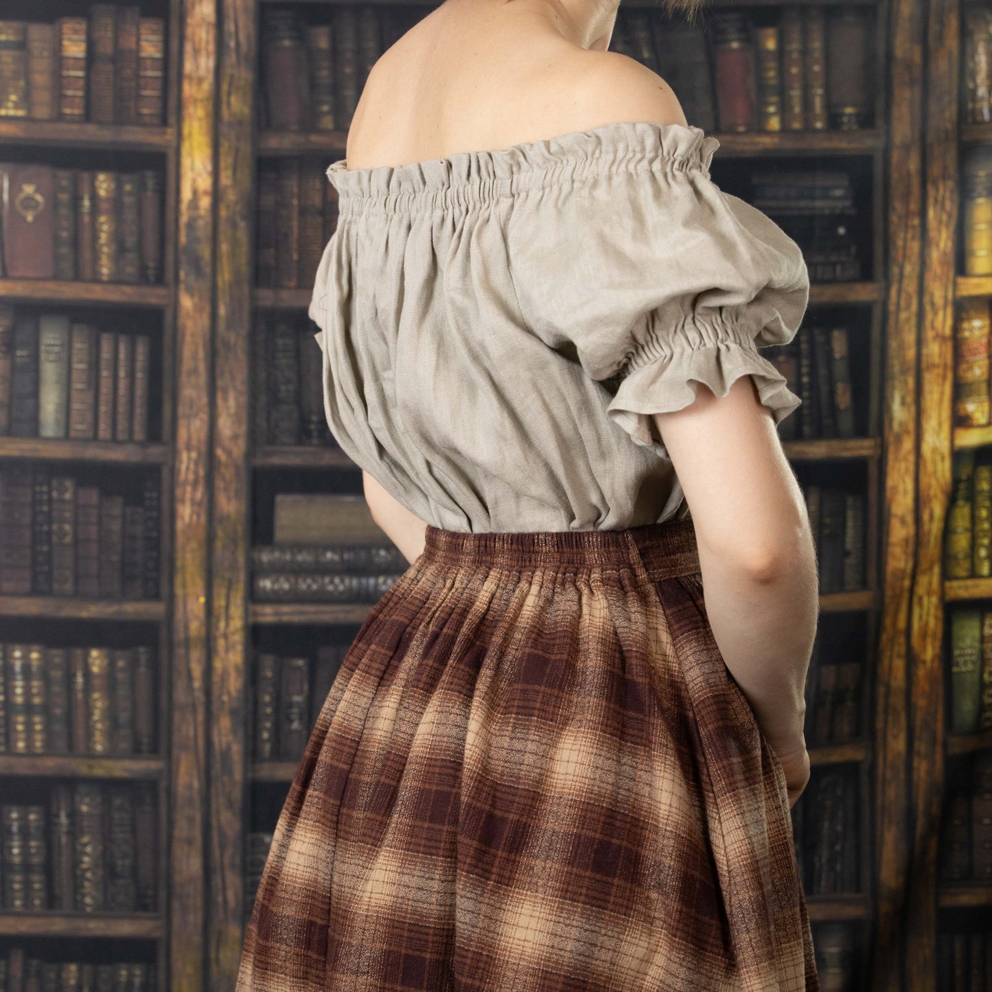 Dark Brown Plaid Renaissance Skirt French Meadows