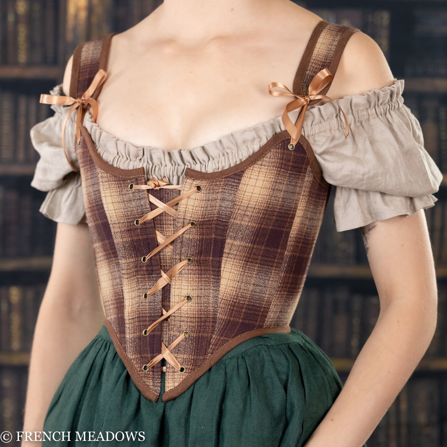 Renaissance Women's Victorian Jacquard Corset Lace Up Boned Bodice