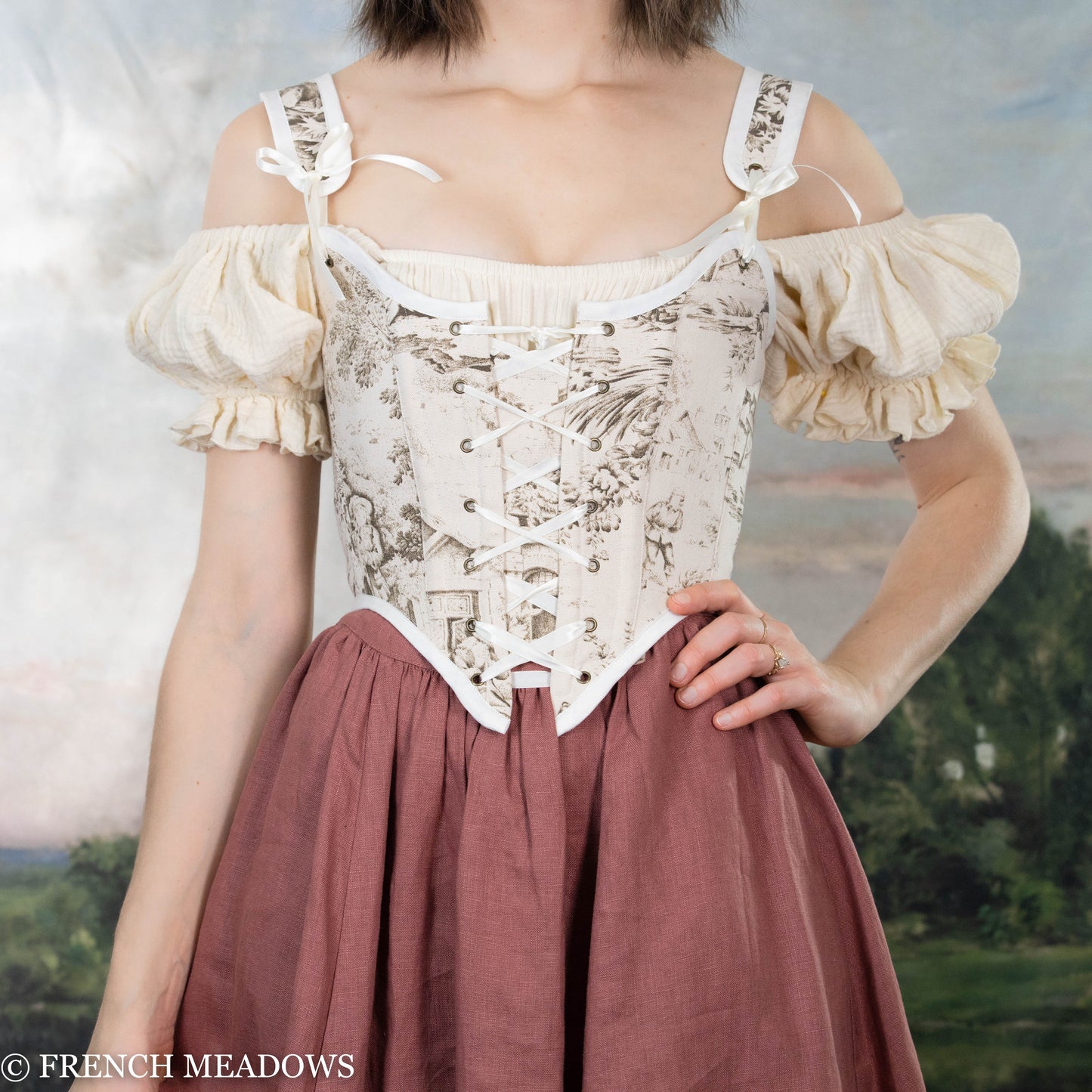 Ivory and Brown Toile Renaissance Bodice – French Meadows