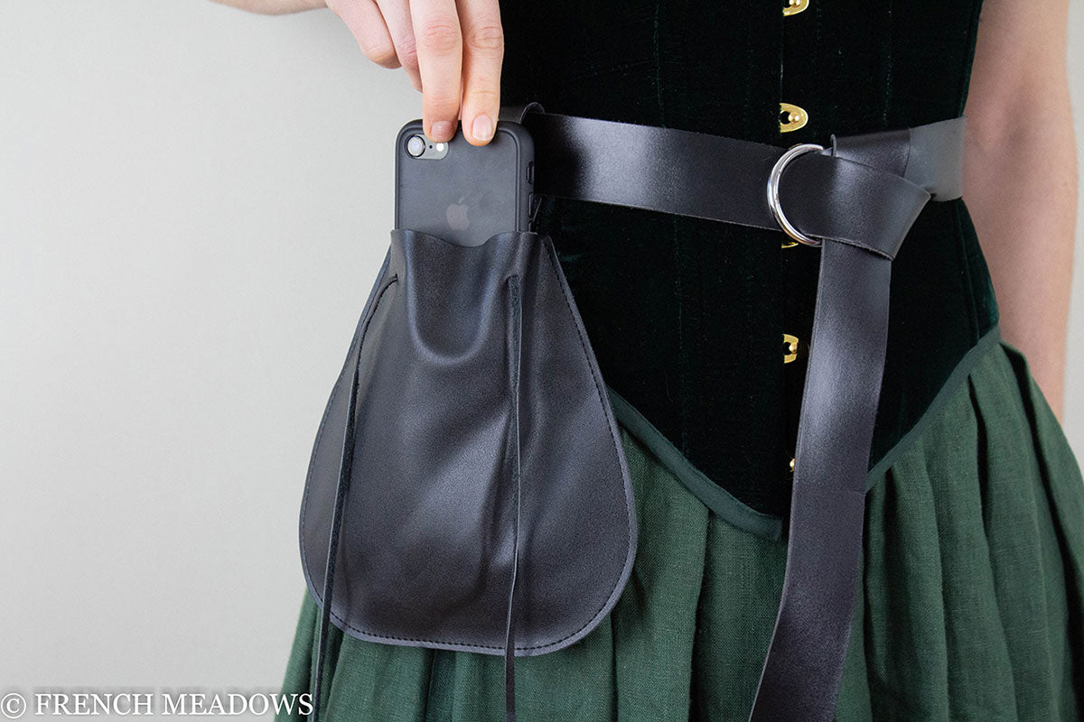 Drawstring Leather Belt Pouch Waist Bag