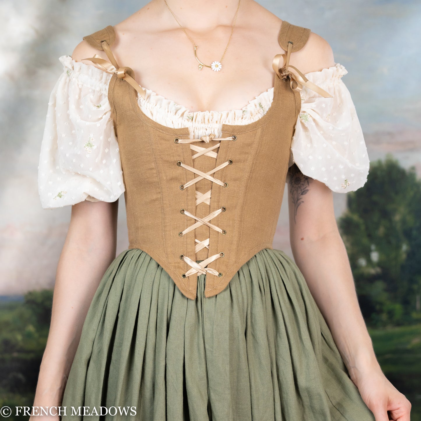 Renaissance Corset Bodice Stays in Ivory Brown Toile Du Jouy Corset Top  Cottage Core French Light Academia With Straps Bustier Costume -  Canada