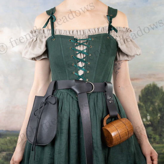 Evergreen Linen High Back Corset Bodice