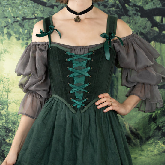 Dark Green Velvet Corset Top