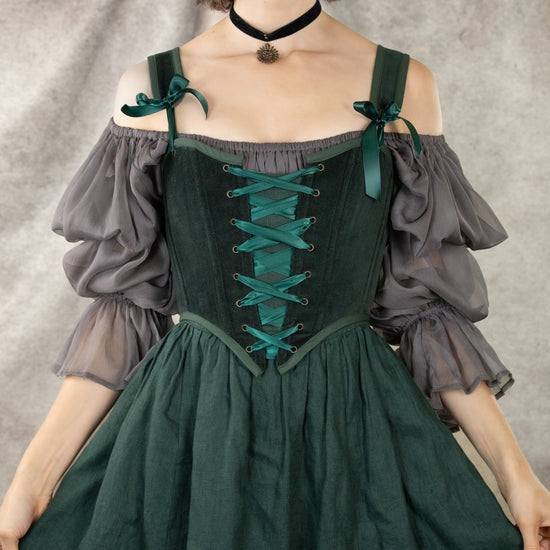 Dark Green Velvet Corset Top