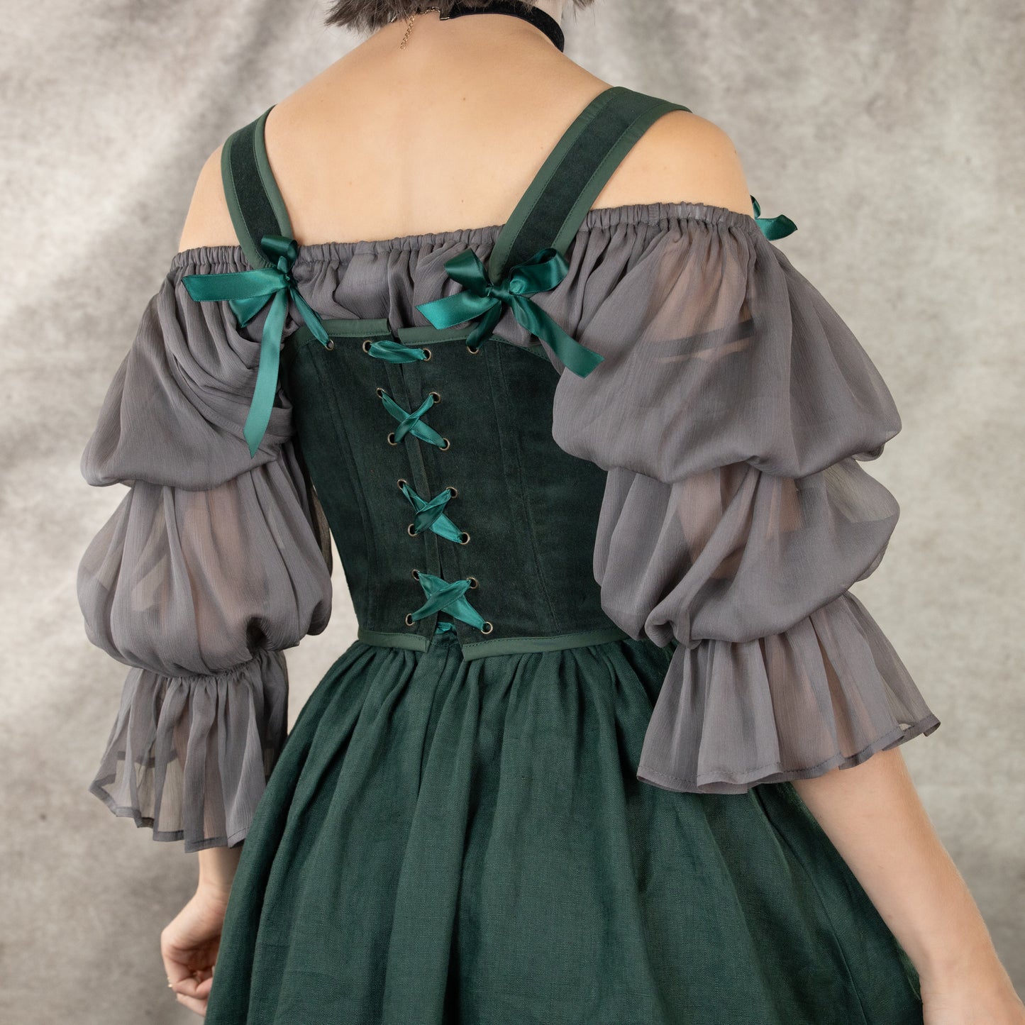 Dark Green Velvet Corset Top