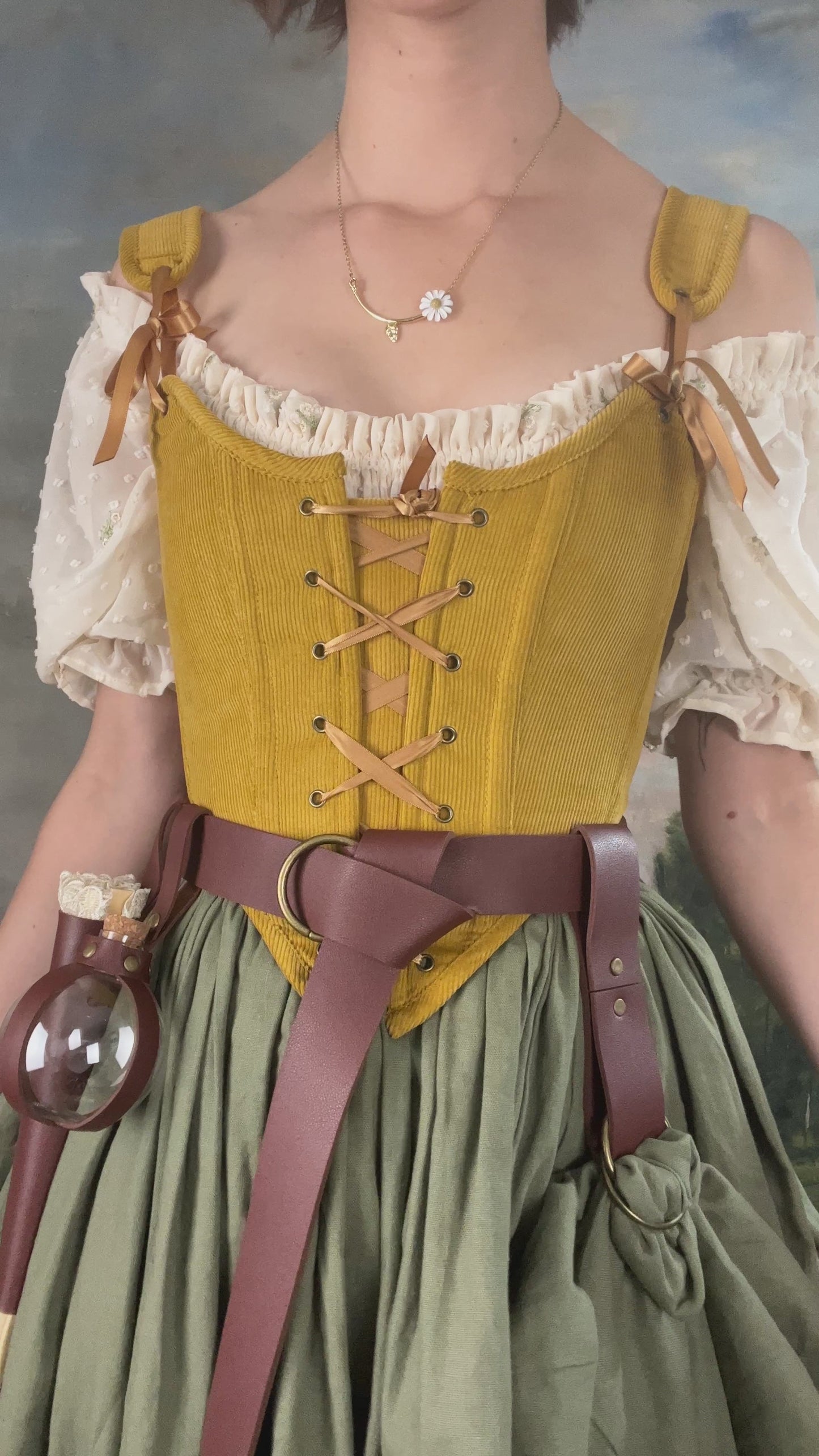 Steel Medieval Nymph Corset Set - renaissance clothing, medieval faire