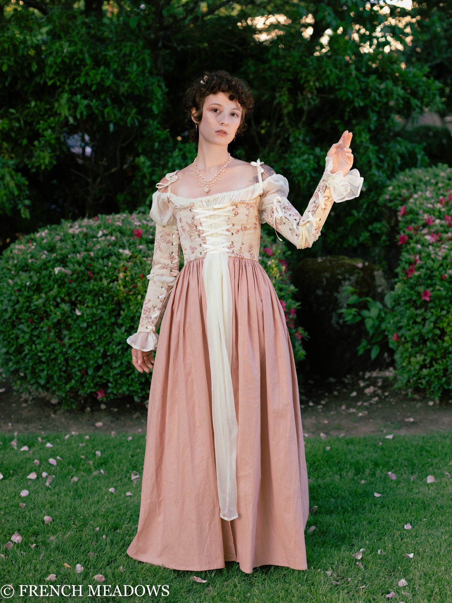 Waldena collectible boned corset & cotton French dress set