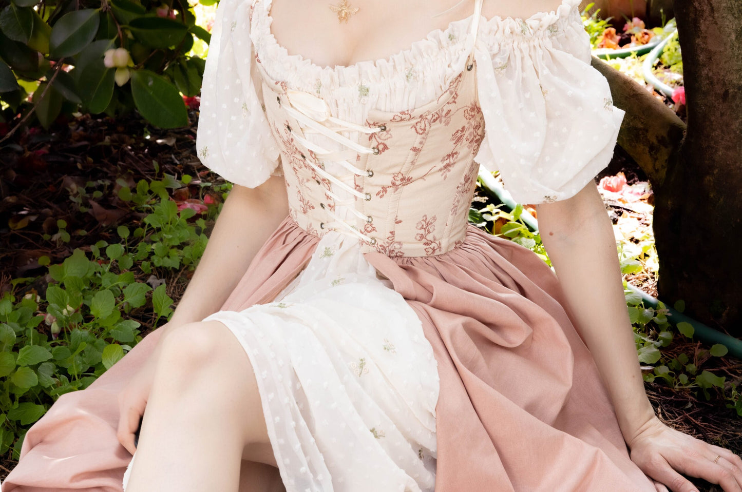 Rosey Ivory and Blush Renaissance Corset Dress – French Meadows