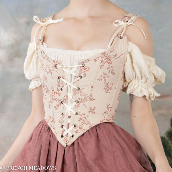 Renaissance Corset Bodice in Ivory Embroidered Wildflowers Cottagecore  Costume Stays Corset Top Victorian Elizabethan Overbust Hobbit -   Denmark