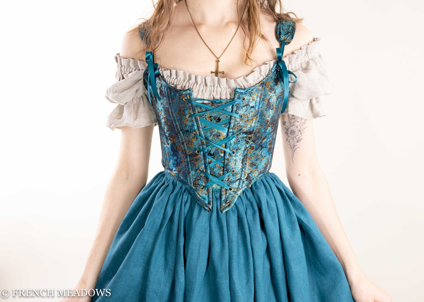 Teal and Metallic Gold Renaissance Bodice – French Meadows