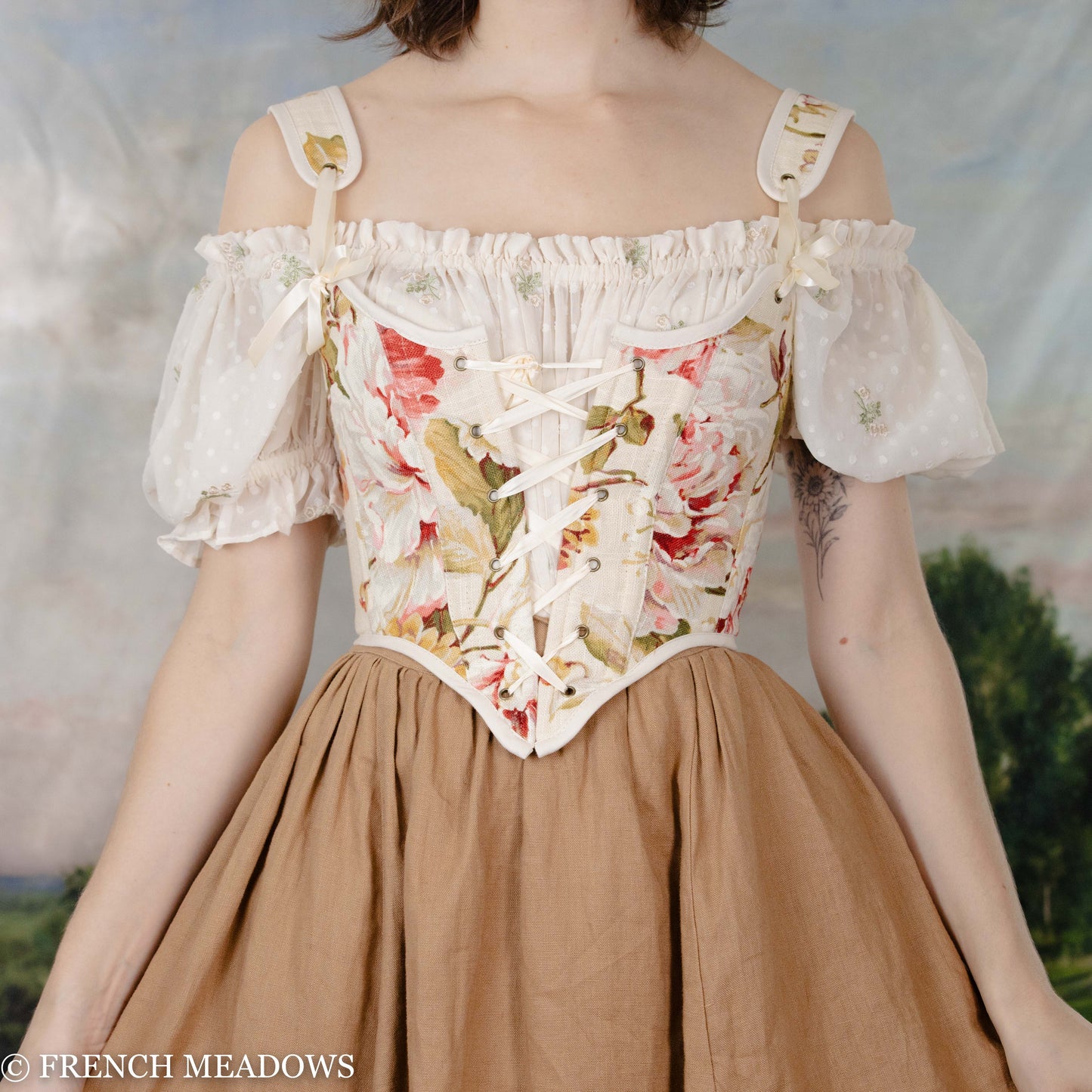 Floral Embroidery Corset Top, Renaissance Underbust Vintage Corset, Me –  Corset Lifestyle