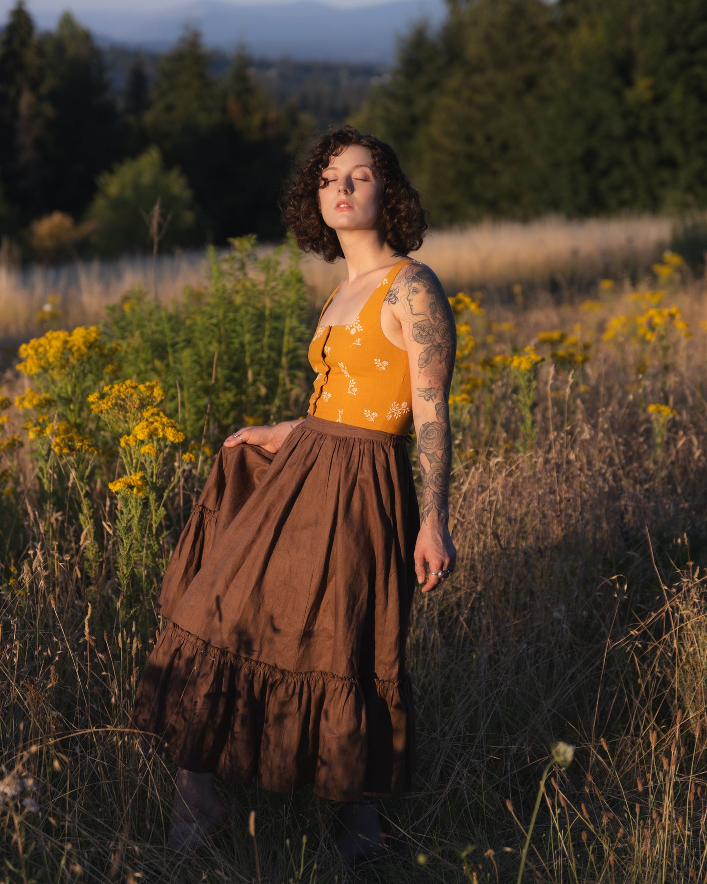 Yellow Floral Dirndl Top