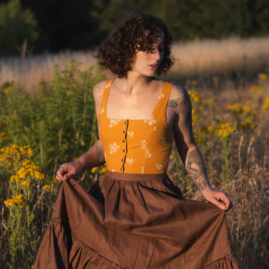 Yellow Floral Dirndl Top