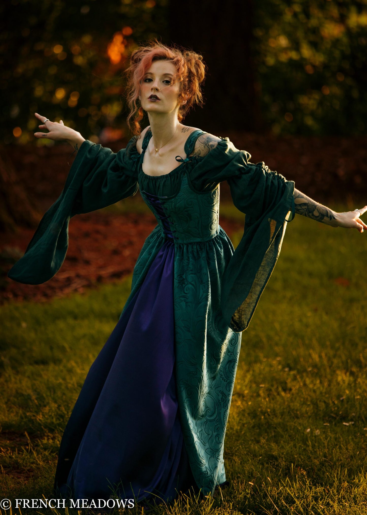 Renaissance Corset Dress for Women Calf Length Costume Dresses