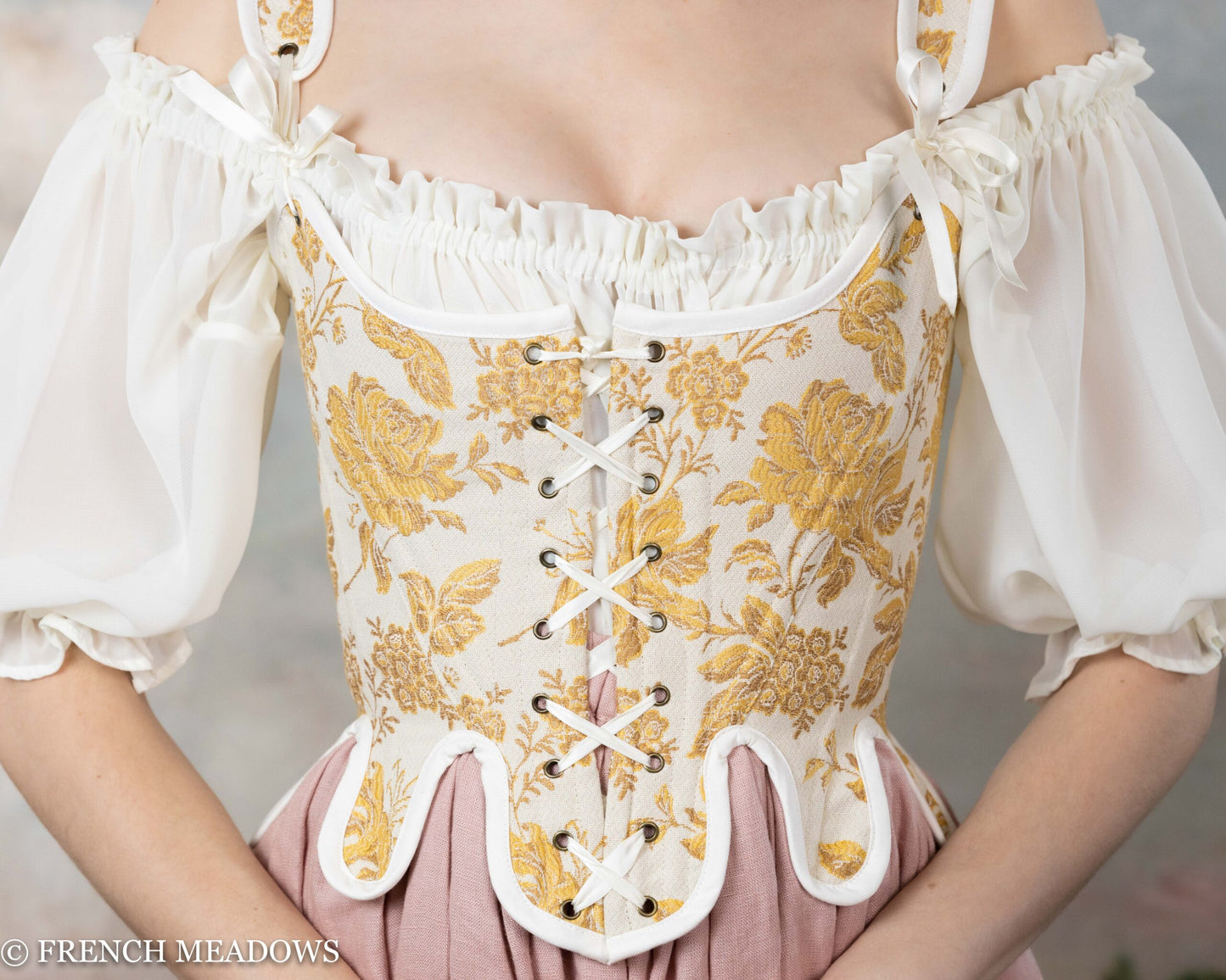 Yellow and White Floral Renaissance Corset – French Meadows