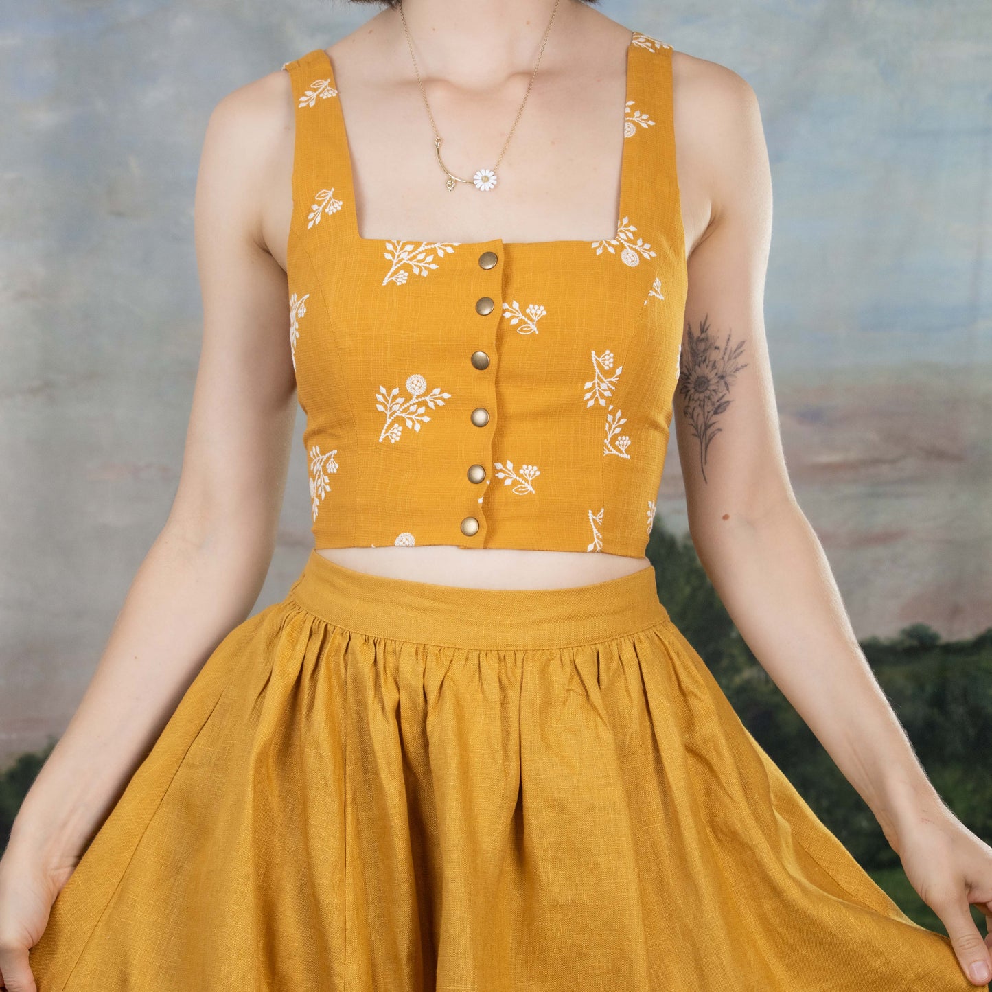 Yellow Floral Dirndl Top