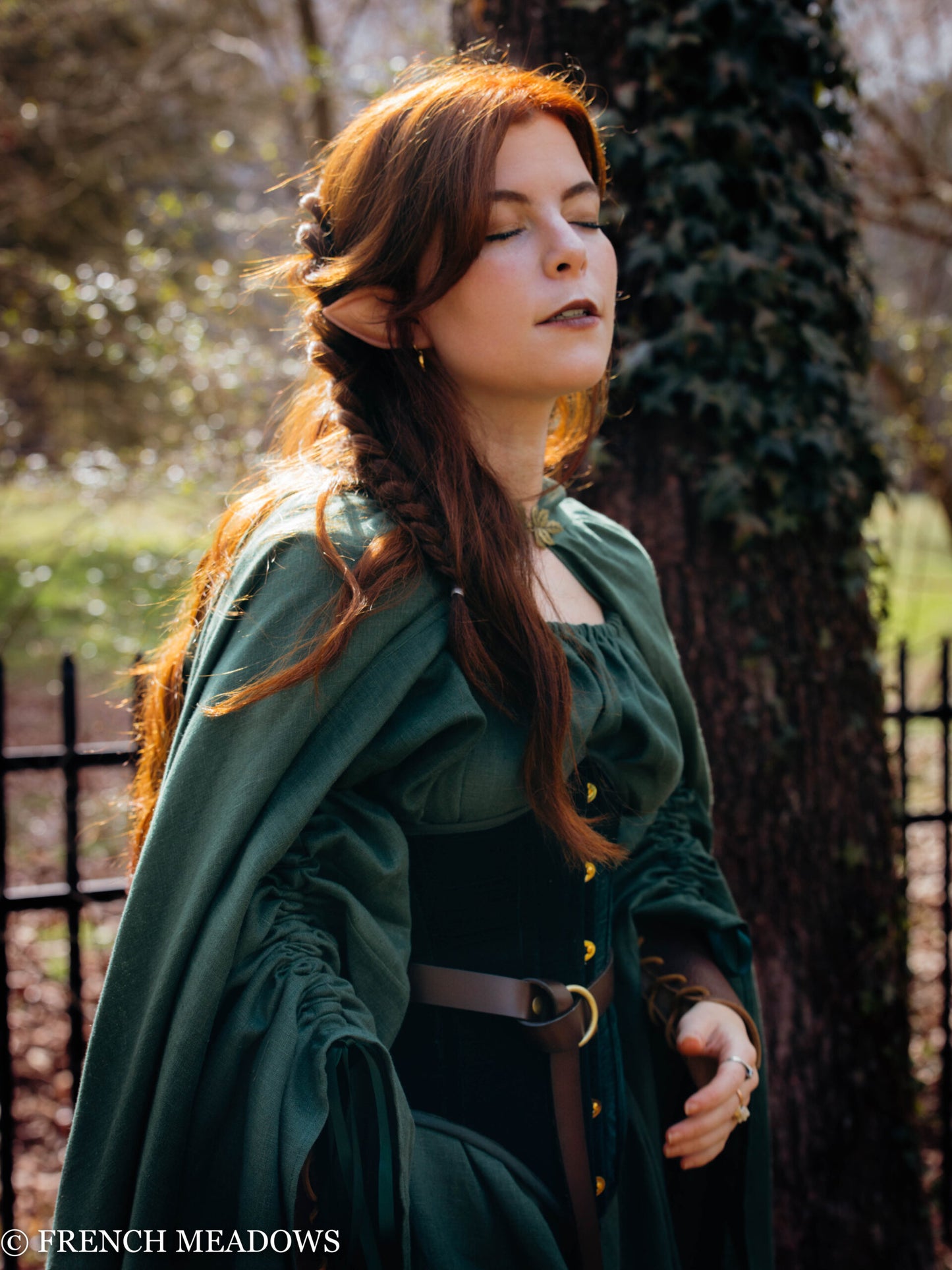 Women Gothic Short Corset Dress Halloween Medieval Renaissance Costume Bell  Sleeve Irregular Hanky Hem Elf Fairy Dress